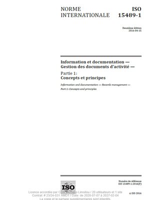 cover image of Norme internationale ISO 15489